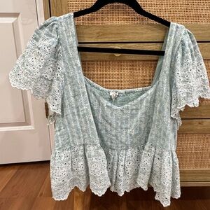 American Eagle Outfitters Light Blue Floral Top